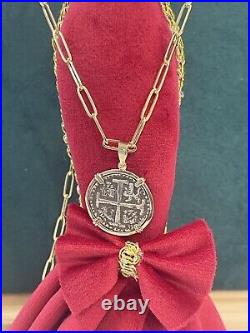 Replica ATOCHA Coin Pedant In 14k Gold Bezel With 14k Real Gold Paper ClipChain