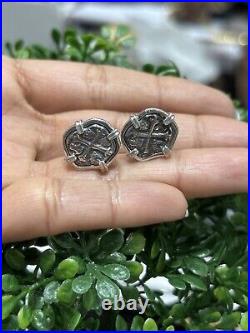 Replica ATOCHA Solid Silver Coin Stud Earrings Made From Atocha Silver