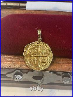 Replica Atocha Coin Pendant Handmade With 14k Solid Gold