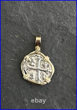 Replica Atocha Shipwreck Silver Pendant In 14k Real Solid Gold Bezel