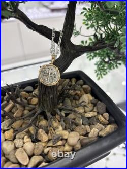 Replica Atocha Shipwreck Silver Pendant In 14k Real Solid Gold Bezel