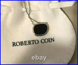 Roberto Coin 18K White Gold Black Jade Pendant Necklace Amphibole Italy $2400