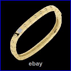 Roberto Coin 18K Yellow Gold 1 Row Square Bangle With Diamonds New and Authentic