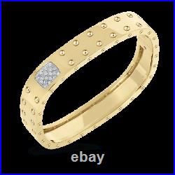 Roberto Coin 18K Yellow Gold 2 Row Square Bangle With Diamonds New and Authentic