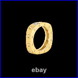 Roberto Coin 18K Yellow Gold Small Square Single Row Diamond Ring, New Authentic