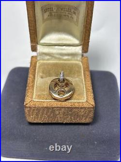 Roberto Coin 18k Solid Rose & White Gold & Diamond Bail Marina Pendant