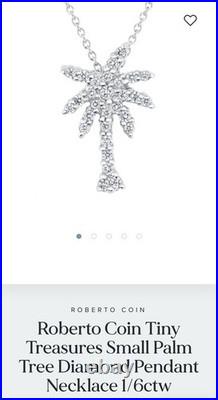 Roberto Coin 18k White Gold Tiny Treasures Diamond Palm Tree Pendant Necklace