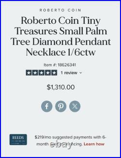 Roberto Coin 18k White Gold Tiny Treasures Diamond Palm Tree Pendant Necklace