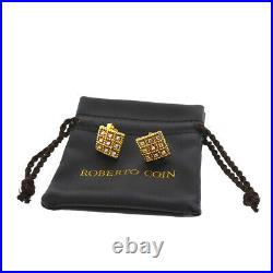 Roberto Coin 18k Yellow Gold Diamond Roman Barocco Square Stud Earrings