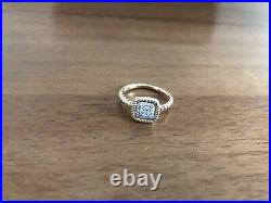 Roberto Coin Pave Diamond Square Gold Ring Size 6.5