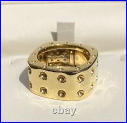Roberto Coin Pois Moi 18k Yellow Gold Diamond Band Ring Large 7 Square Mint