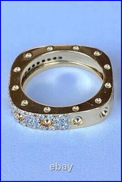 Roberto Coin Pois Moi diamond square Ring 18k Yellow Gold 0.65ct Excellent 7.5