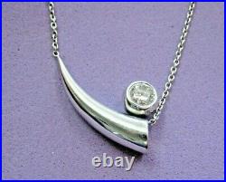 Roberto Coin Solid 18K White Gold Bone Necklace 0.40ct Cento Diamond with receipt