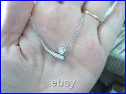 Roberto Coin Solid 18K White Gold Bone Necklace 0.40ct Cento Diamond with receipt