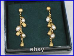 Roberto Coin Solid 18k Yellow Gold Pearl Drop Necklace & Matching Earrings Box