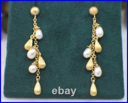 Roberto Coin Solid 18k Yellow Gold Pearl Drop Necklace & Matching Earrings Box