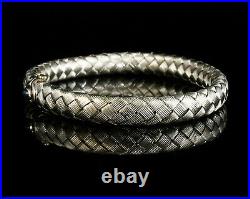Roberto Coin Vintage Solid 18k White Gold Silk Basket Weave Woven Mesh Bracelet