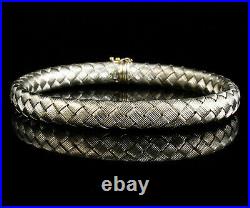 Roberto Coin Vintage Solid 18k White Gold Silk Basket Weave Woven Mesh Bracelet