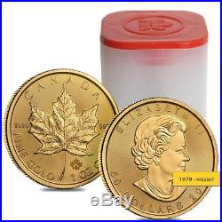 Roll of 10 1 oz Canadian Gold Maple Leaf Coin (Random Year)