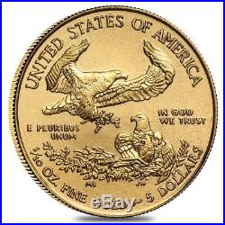 Roll of 50 1/10 oz Gold American Eagle $5 Coin BU (Random Year)