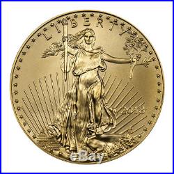 Roll of 50 2018 1/10 oz Gold American Eagle $5 GEM BU Coin SKU50857