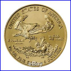 Roll of 50 2018 1/10 oz Gold American Eagle $5 GEM BU Coin SKU50857