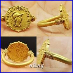Roman old 22k karat Gold Coin emperor Wonderful Unique Ring # 58