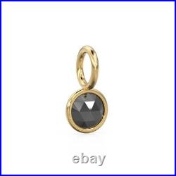 Round Coin Real Black Diamond Pendant in 18k Gold Petite Rose-Cut Diamond Charm Round Coin Real Black Diamond Pendant in 18k Gold Petite Rose-Cut Diamond Charm