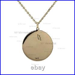 Round Ray Disc Snake Signet Pendant Necklace 18K Solid Gold Diamond Jewelry New