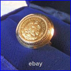 SALE 25% Women's 22 KT Mexican Pesos Ring, Solid Gold, Size 6.75. Excellent