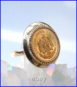 SALE 25% Women's 22 KT Mexican Pesos Ring, Solid Gold, Size 6.75. Excellent