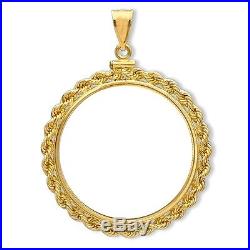 SOLID 14K GOLD SCREW TOP ROPE COIN BEZEL for the 1 Oz Gold American Eagle Coin
