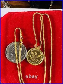 SOLID 22K 916 Dubai Real Fine Gold Coins Women's Necklace 18 long 1.5mm 7.7g