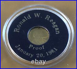 SOLID 24 KT GOLD COIN Ronald Reagan Proof 1981 0.3 Grams 100% Uncirculated