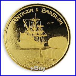 SPECIAL PRICE! 2018 1 oz Antigua Rum Runner. 9999 Gold Coin in Certi-Lock #A452