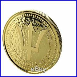 SPECIAL PRICE! 2018 1 oz Barbados Trident. 9999 Gold Coin BU #A442