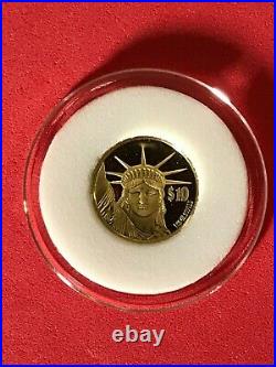 STATUE of LIBERTY Solid GOLD 1/25 oz Coin 1997 Proof 24kt 9999 fine from Niue