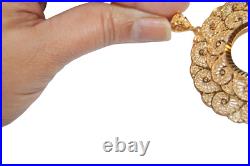 STUNNING Solid 21K Yellow Gold Pendant FILIGREE Necklace 2.1/4W Bezel For Coin