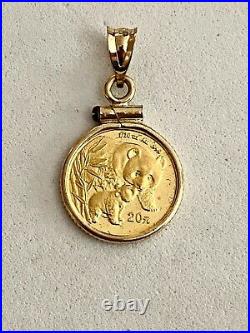 Sale 2004- (. 999 Fine) Gold Chinese Panda Bear Coin Set In Solid 14k Gold Bezel