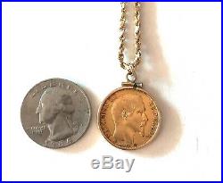 Sale-gold Coin 1859-in Solid 14k Bezel With 14k Gold Rope Chain-see Jewelry