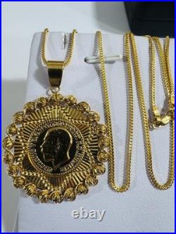 Saudi 22K 916 Real Pure Solid Gold Round Coin Set Necklace 20 Long 10.7g 1.6mm
