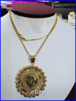 Saudi 22K 916 Real Pure Solid Gold Round Coin Set Necklace 20 Long 10.7g 1.6mm