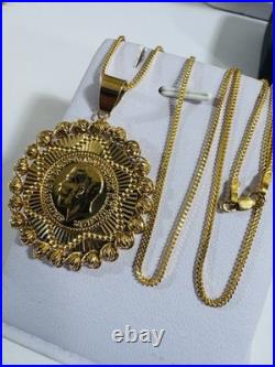 Saudi 22K 916 Real Pure Solid Gold Round Coin Set Necklace 20 Long 10.7g 1.6mm