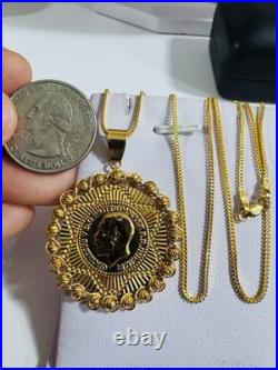 Saudi 22K 916 Real Pure Solid Gold Round Coin Set Necklace 20 Long 10.7g 1.6mm