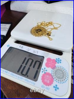 Saudi 22K 916 Real Pure Solid Gold Round Coin Set Necklace 20 Long 10.7g 1.6mm