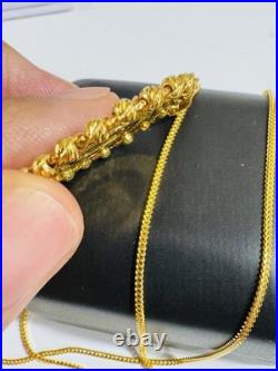 Saudi 22K 916 Real Pure Solid Gold Round Coin Set Necklace 20 Long 10.7g 1.6mm