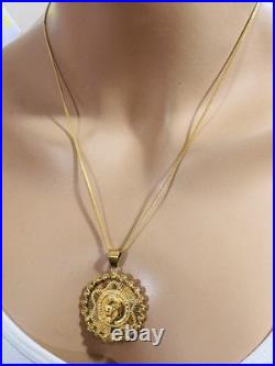 Saudi 22K 916 Real Pure Solid Gold Round Coin Set Necklace 20 Long 10.7g 1.6mm