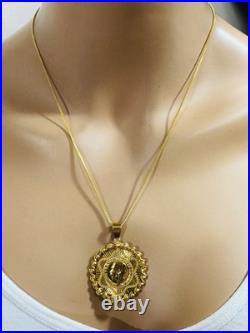 Saudi 22K 916 Real Pure Solid Gold Round Coin Set Necklace 20 Long 10.7g 1.6mm