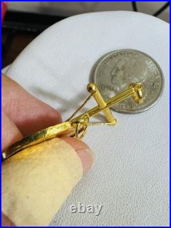 Saudi 22K Solid 916 Real Gold Two Set (2) Cross and Coin Pendant 7.4g