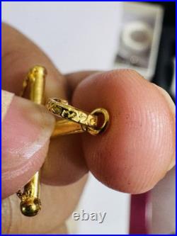Saudi 22K Solid 916 Real Gold Two Set (2) Cross and Coin Pendant 7.4g